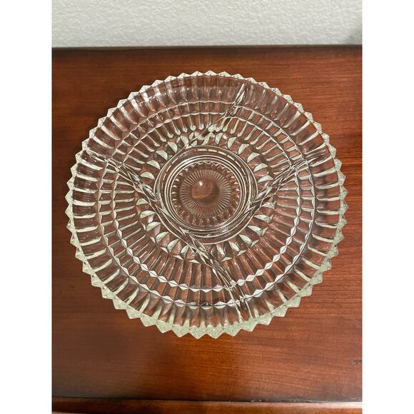 Vintage Kromex glass 12” 5 compartment relish tray. - Picture 2 of 7